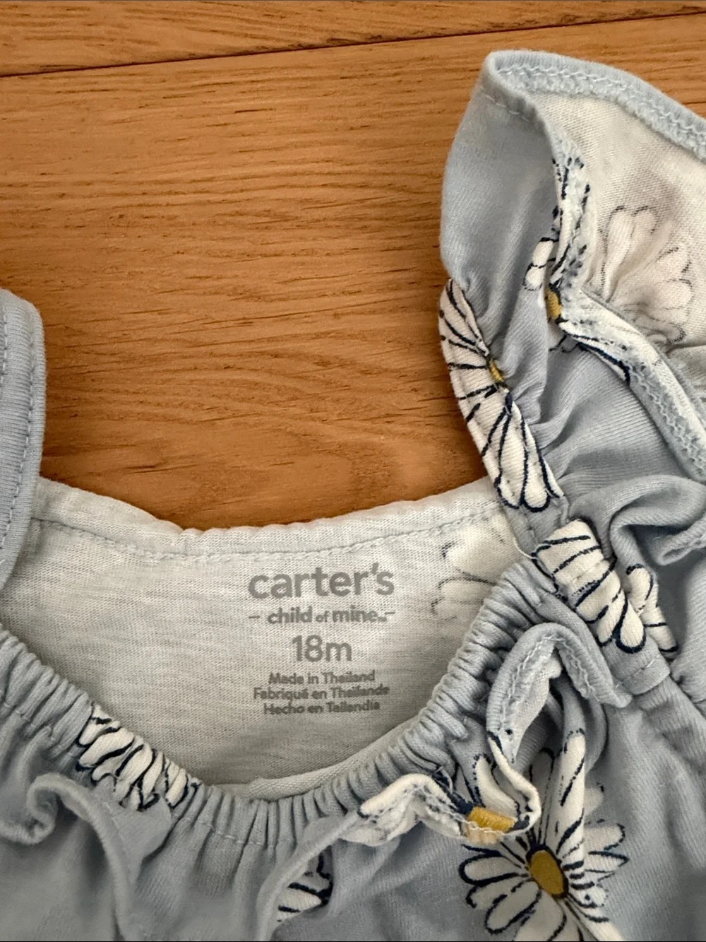 Carter's Light Blue Daisy Print Ruffle Romper